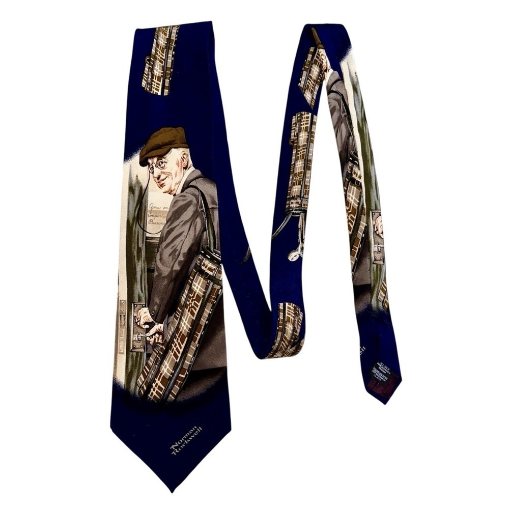 Norman Rockwell 100% Silk Necktie – 1995‎ Golf Scene – Saturday Evening Post